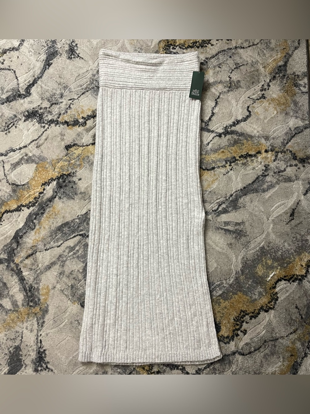 wild fable Heathered Light Gray Ribbed Maxi Skirt